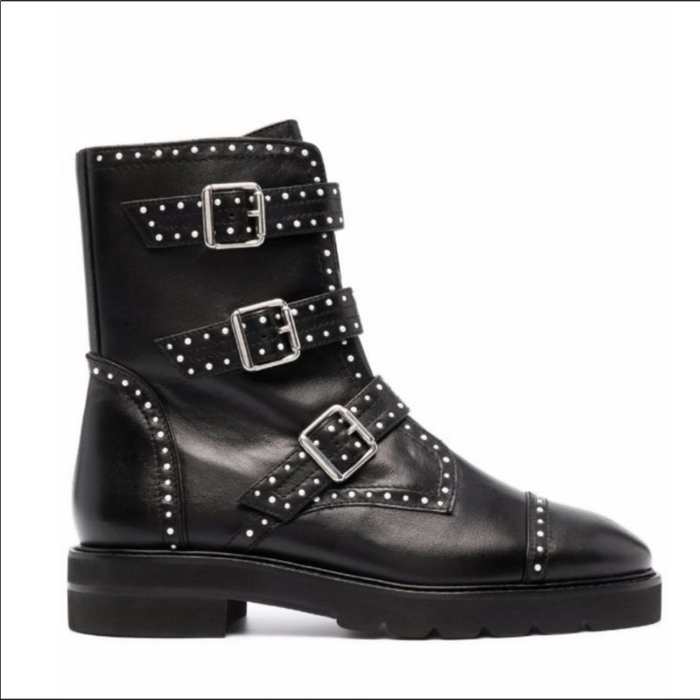 Stuart Weitzman Women's Black 30mm Jesse Lift Leather Ankle Boots